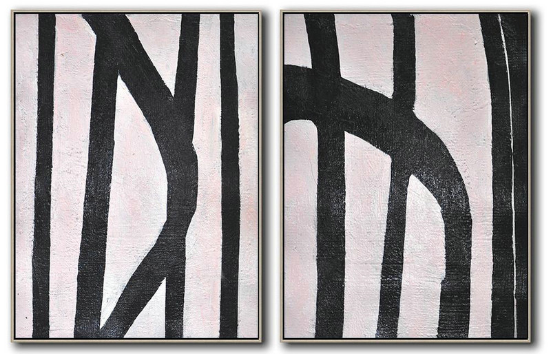 Large Abstract Art,Set Of 2 Minimal Painting On Canvas,Abstract Painting On Canvas #G9O2